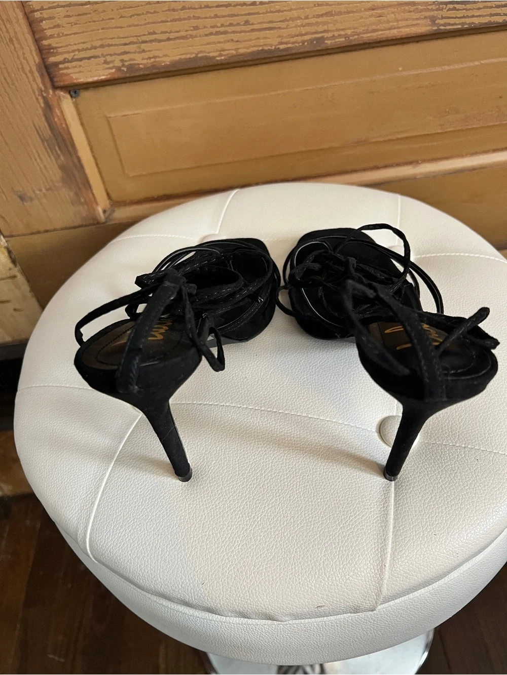 Lulus Black Lace Up Heels | Strappy Square Toe Stiletto Sandals | 8.5 NWOB